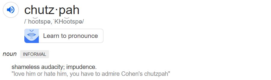 Chutzpah  CHUTZPAH meaning 